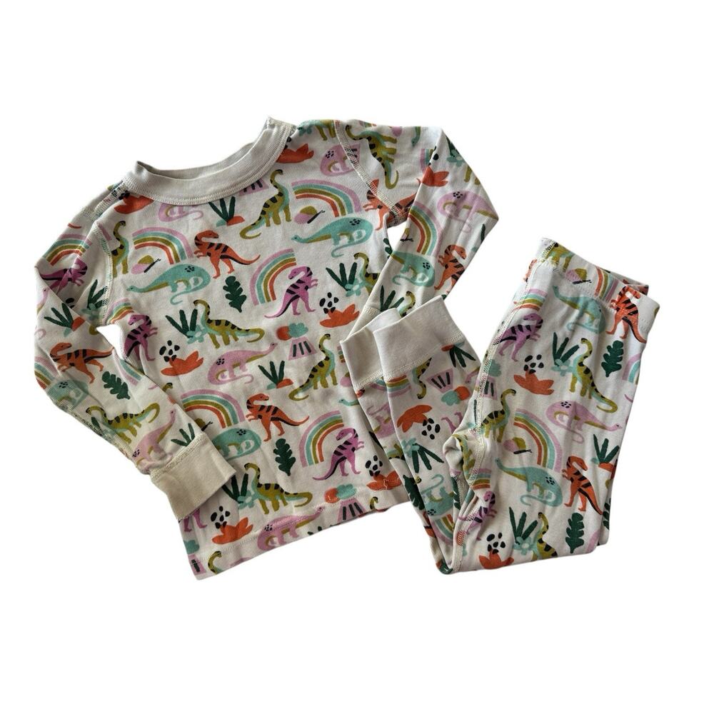 Hanna Andersson Dinosaur Rainbow Pajama Set Long Sleeve Girl’s Size 4 #6882